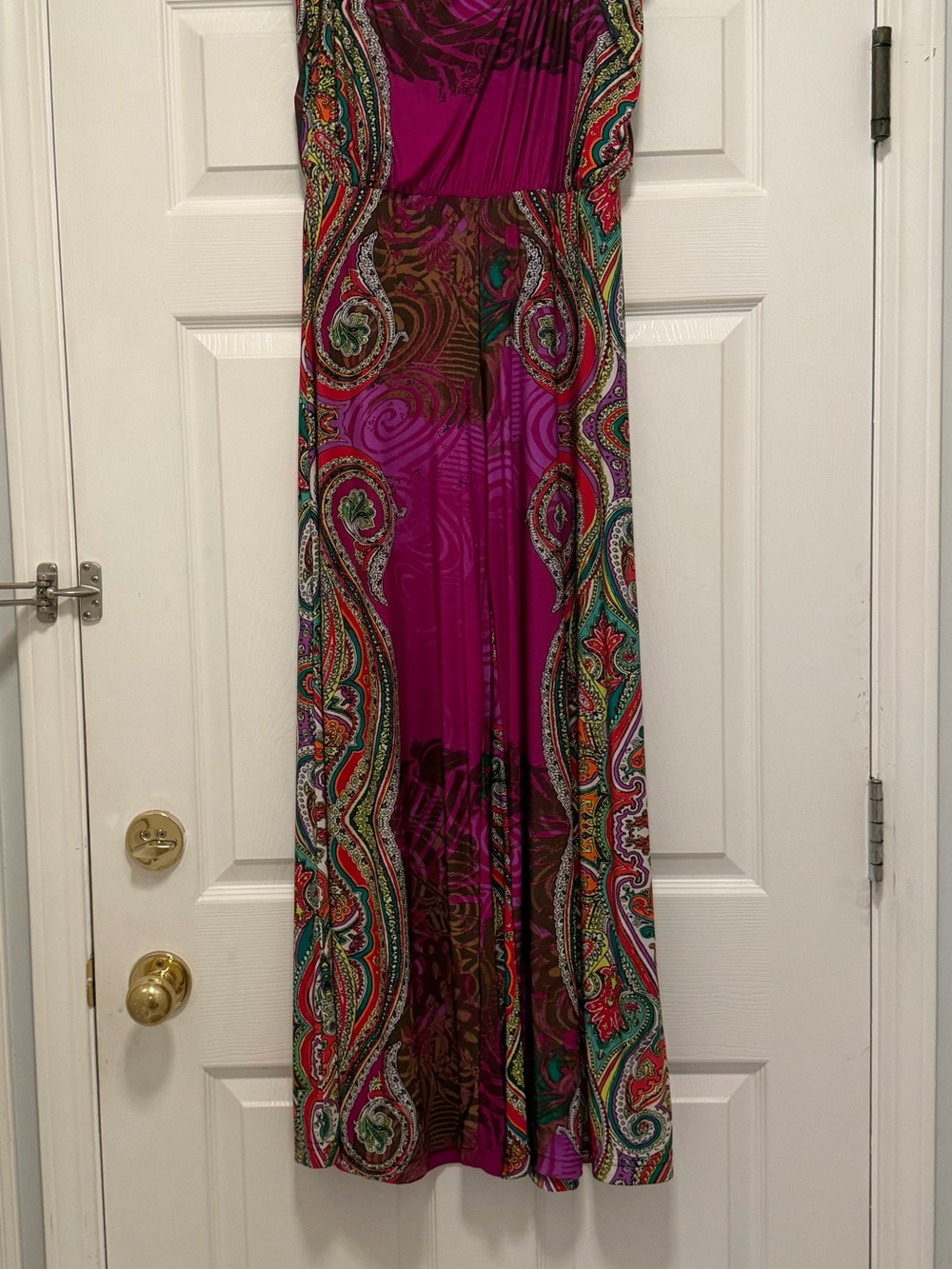 Symphony Fuchsia Paisley Print Maxi strapless jumpsuit 💜🧡🩷